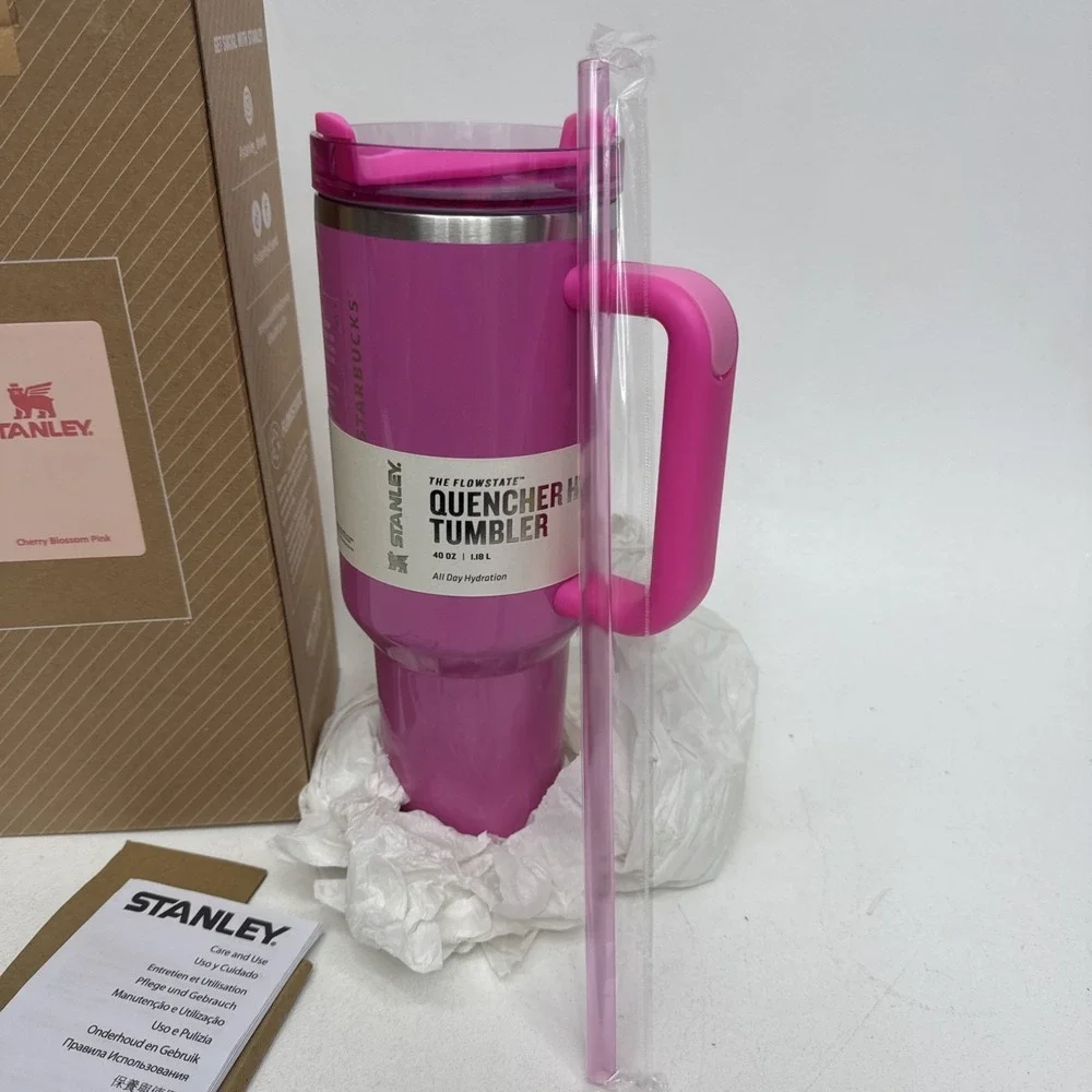 Stanley Starbucks Cherry Blossom Pink 40 oz The Flow State Tumbler Quencher New - Picture 3 of 11